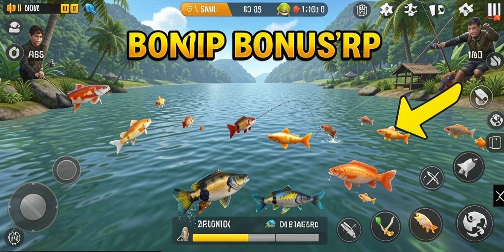Screenshot utama BONUSRP menunjukkan aksi memancing yang mendebarkan.