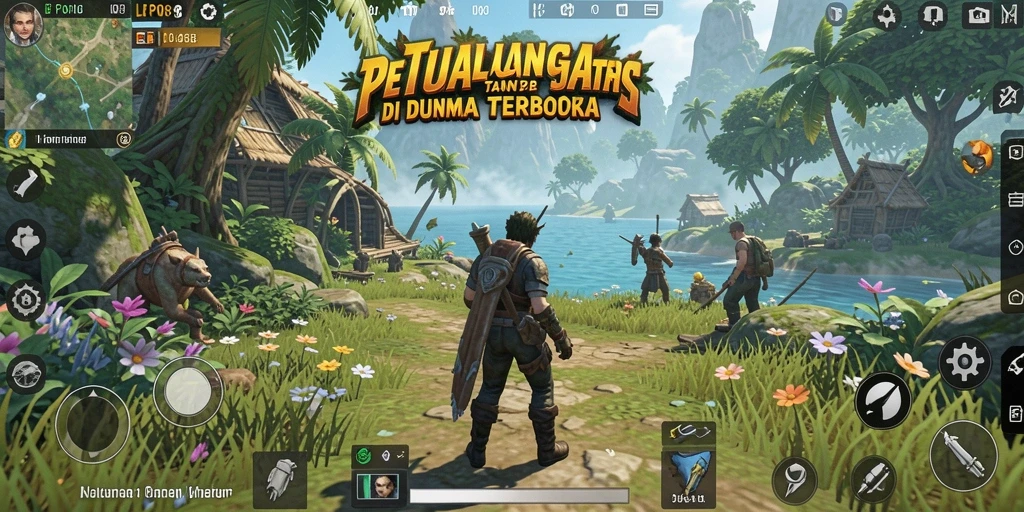 Screenshot gameplay LPO88 menampilkan eksplorasi dunia terbuka yang indah.