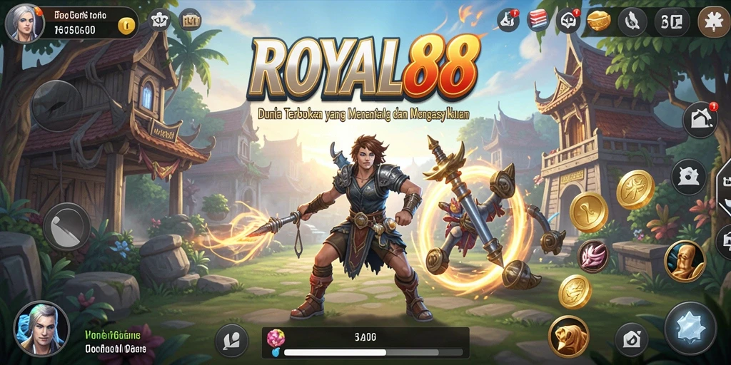 Screenshot gameplay ROYAL88 menunjukkan dunia terbuka yang luas dan penuh petualangan.