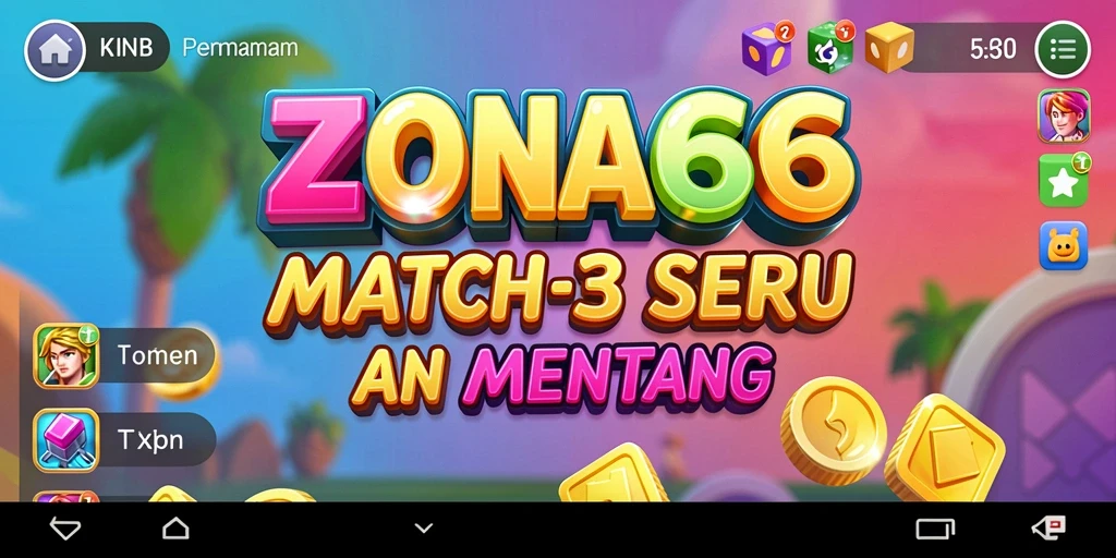 Screenshot gameplay ZONA66 menunjukkan keseruan permainan Match-3 yang menantang.